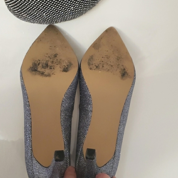 Silver Glitter & Rhinestone Heels 8 EUC - Picture 7 of 9